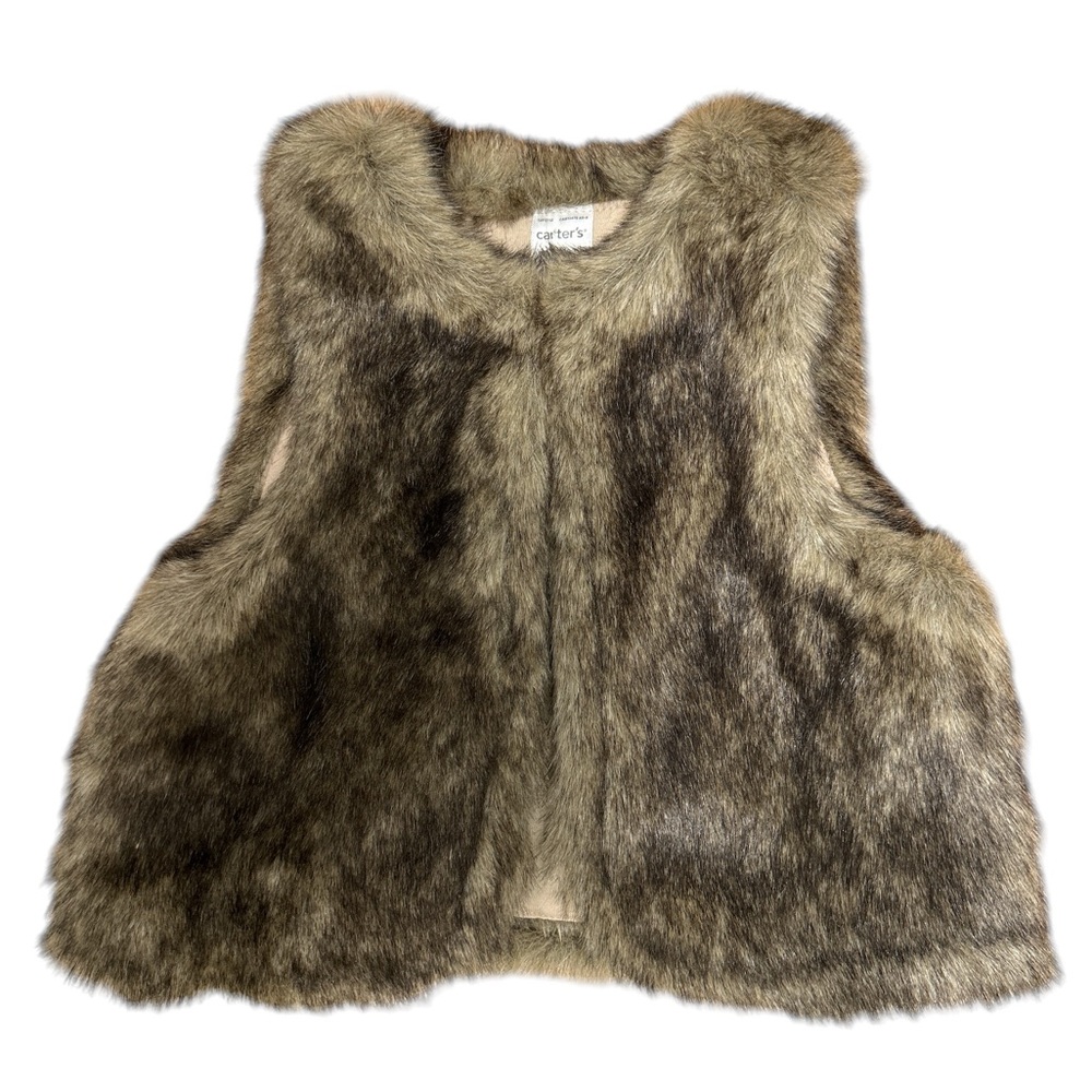 Carters Toddler Girls Brown Faux Fur Vest 24‎ Months 1J412710 Open Front Lining